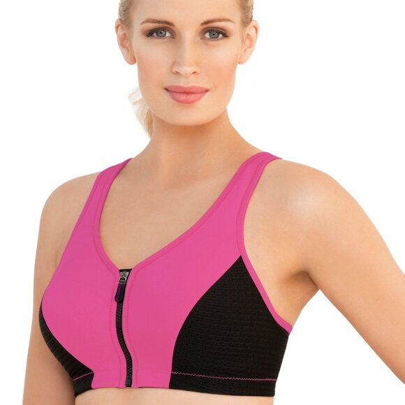 Set of 3! 34D Glamorise SPORT Bra (HIGH-IMPACT) Pink (RACERBACK) T-Back Zip NEW - Picture 15 of 16